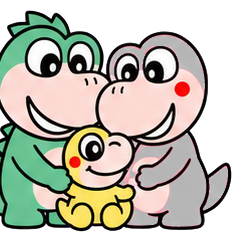 親子で笑う恐竜ファミリー